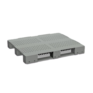 Стеллажный перфорированный пластиковый поддон на трех полозьях 1200x1000x500