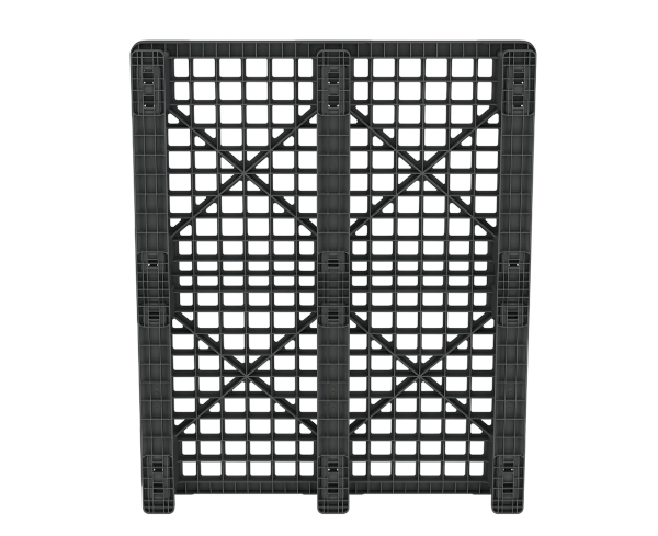 Пластиковый паллет 1200x1000x145 мм перфорированный на 3 полозьях с бортиком