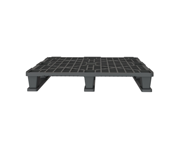 Пластиковый паллет 1200x1000x145 мм перфорированный на 3 полозьях с бортиком