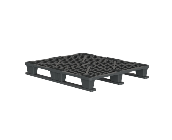 Пластиковый паллет 1200x1000x145 мм перфорированный на 3 полозьях с бортиком