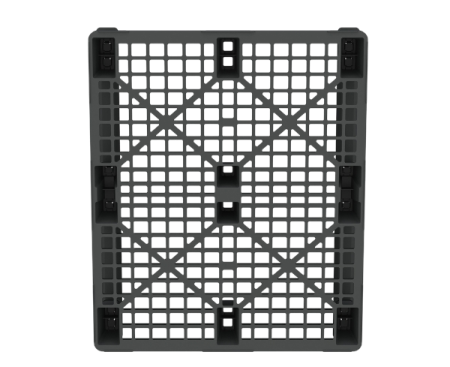 Пластиковый паллет 1200x1000x145 мм перфорированный на 2 полозьях с бортиком